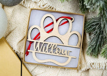 Load image into Gallery viewer, Personalized Wood Dog Paw Ornament