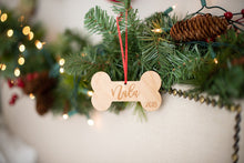 Load image into Gallery viewer, Dog Bone Christmas Ornament with Name and Year