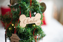 Load image into Gallery viewer, Dog Bone Christmas Ornament with Name and Year