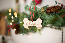 Load image into Gallery viewer, Dog Bone Christmas Ornament with Name and Year