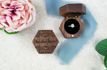 Load image into Gallery viewer, How About Forever Engagement Ring Box with Leaf Detail - Walnut Single Slotted Proposal Ring Box