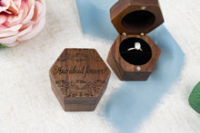 Load image into Gallery viewer, How About Forever Engagement Ring Box with Leaf Detail - Walnut Single Slotted Proposal Ring Box