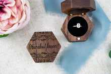 Load image into Gallery viewer, How About Forever Engagement Ring Box with Leaf Detail - Walnut Single Slotted Proposal Ring Box