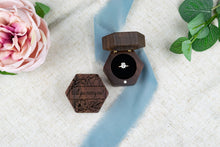 Load image into Gallery viewer, Peony "Will You Marry Me?" Proposal Engagement Ring Box, Walnut Single Slotted Ring Box