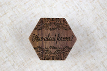 Load image into Gallery viewer, How About Forever Engagement Ring Box with Leaf Detail - Walnut Single Slotted Proposal Ring Box
