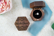 Load image into Gallery viewer, How About Forever Engagement Ring Box with Leaf Detail - Walnut Single Slotted Proposal Ring Box