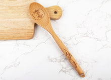 Load image into Gallery viewer, Personalized Palm Frond Wooden Spoon with First Names and Wedding Date, Custom Wedding Gift