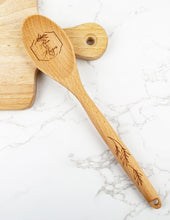 Load image into Gallery viewer, Personalized Palm Frond Wooden Spoon with First Names and Wedding Date, Custom Wedding Gift
