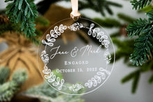Load image into Gallery viewer, Engaged Ornament, Engagement Gifts for Couple, Engagement Ornament Personalized, Our First Christmas Ornament, Engagement Gift for Couple