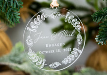 Load image into Gallery viewer, Engaged Ornament, Engagement Gifts for Couple, Engagement Ornament Personalized, Our First Christmas Ornament, Engagement Gift for Couple