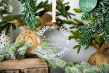 Load image into Gallery viewer, Engaged Ornament, Engagement Gifts for Couple, Engagement Ornament Personalized, Our First Christmas Ornament, Engagement Gift for Couple