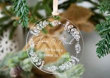Load image into Gallery viewer, Engaged Ornament, Engagement Gifts for Couple, Engagement Ornament Personalized, Our First Christmas Ornament, Engagement Gift for Couple
