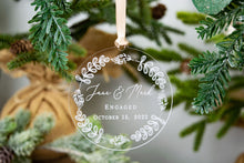 Load image into Gallery viewer, Engaged Ornament, Engagement Gifts for Couple, Engagement Ornament Personalized, Our First Christmas Ornament, Engagement Gift for Couple
