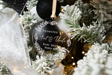 Load image into Gallery viewer, Clear Acrylic Personalized Promoted to Aunt and Uncle Ornament - Whimsical Wreath Design