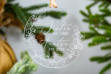 Load image into Gallery viewer, Acrylic Sister Est to Auntie Est Christmas Ornament - Christmas Baby Announcement for Sister