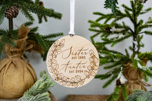 Load image into Gallery viewer, Sister Est to Auntie Est Wooden Christmas Ornament - Christmas Baby Announcement to Sister