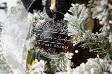 Load image into Gallery viewer, Acrylic First Christmas as Grandparents to Personalized Baby Name Ornament - Eucalyptus Boho Ornament