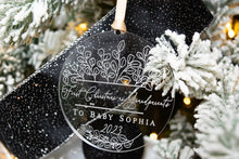 Load image into Gallery viewer, Acrylic First Christmas as Grandparents to Personalized Baby Name Ornament - Eucalyptus Boho Ornament
