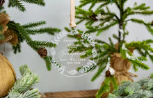 Load image into Gallery viewer, Personalized Clear Acrylic Promoted to Great Grandparents Ornament - Whimsical Wreath Design