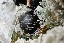 Load image into Gallery viewer, Personalized Clear Acrylic Promoted to Great Grandparents Ornament - Whimsical Wreath Design