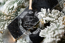 Load image into Gallery viewer, Personalized Clear Acrylic Promoted to Great Grandparents Ornament - Whimsical Wreath Design