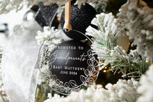 Load image into Gallery viewer, Acrylic Personalized Promoted to Grandparents Ornament - Eucalyptus Wreath Design