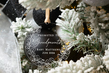 Load image into Gallery viewer, Acrylic Personalized Promoted to Grandparents Ornament - Eucalyptus Wreath Design