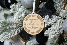 Load image into Gallery viewer, Wood Promoted to Great Grandparents Personalized Christmas Ornament - Whimsical Wreath Ornament
