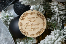 Load image into Gallery viewer, Wood Promoted to Great Grandparents Personalized Christmas Ornament - Whimsical Wreath Ornament