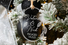 Load image into Gallery viewer, Acrylic Personalized Name Engaged Ornament - Acrylic Leaf and Twig Shaped Christmas Ornament
