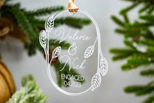 Load image into Gallery viewer, Acrylic Personalized Name Engaged Ornament - Acrylic Leaf and Twig Shaped Christmas Ornament