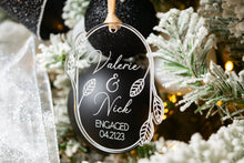 Load image into Gallery viewer, Acrylic Personalized Name Engaged Ornament - Acrylic Leaf and Twig Shaped Christmas Ornament