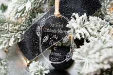 Load image into Gallery viewer, Personalized Our First Christmas Married Ornament - Leaves and Twig Shape