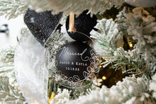 Load image into Gallery viewer, Acrylic Married Ornament with Names, Date, and Eucalyptus Wreath