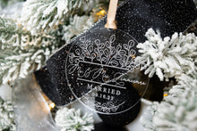 Load image into Gallery viewer, Acrylic Mr and Mrs Last Name Married Ornament with Eucalyptus Frame