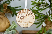 Load image into Gallery viewer, Wooden Willow Branch Engaged Ornament with Names and Date