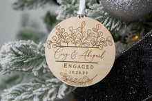 Load image into Gallery viewer, Wooden Personalized Engaged Ornament - Eucalyptus Design