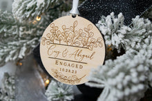 Load image into Gallery viewer, Wooden Personalized Engaged Ornament - Eucalyptus Design