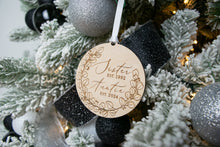 Load image into Gallery viewer, Sister Est to Auntie Est Wooden Christmas Ornament - Christmas Baby Announcement to Sister