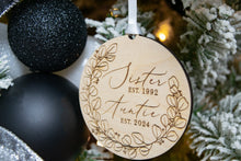 Load image into Gallery viewer, Sister Est to Auntie Est Wooden Christmas Ornament - Christmas Baby Announcement to Sister