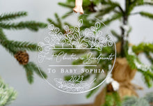 Load image into Gallery viewer, Acrylic First Christmas as Grandparents to Personalized Baby Name Ornament - Eucalyptus Boho Ornament
