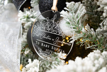 Load image into Gallery viewer, Acrylic First Christmas as Grandparents to Personalized Baby Name Ornament - Eucalyptus Boho Ornament