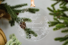 Load image into Gallery viewer, Acrylic Personalized Promoted to Great Grandparents Christmas Ornament - Eucalyptus Wreath Ornament