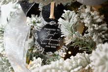 Load image into Gallery viewer, Personalized Clear Acrylic Promoted to Great Grandparents Ornament - Whimsical Wreath Design