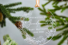 Load image into Gallery viewer, Acrylic Personalized Promoted to Grandparents Ornament - Eucalyptus Wreath Design
