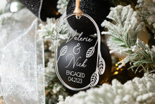 Load image into Gallery viewer, Acrylic Personalized Name Engaged Ornament - Acrylic Leaf and Twig Shaped Christmas Ornament