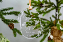 Load image into Gallery viewer, Acrylic Personalized Name Engaged Ornament - Acrylic Leaf and Twig Shaped Christmas Ornament