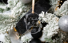 Load image into Gallery viewer, Acrylic Newlywed Christmas Ornament - Married with Names and Date Leaf and Twig Shaped