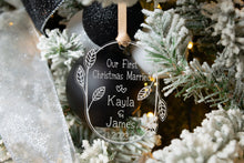 Load image into Gallery viewer, Personalized Our First Christmas Married Ornament - Leaves and Twig Shape