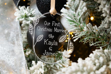 Load image into Gallery viewer, Personalized Our First Christmas Married Ornament - Leaves and Twig Shape